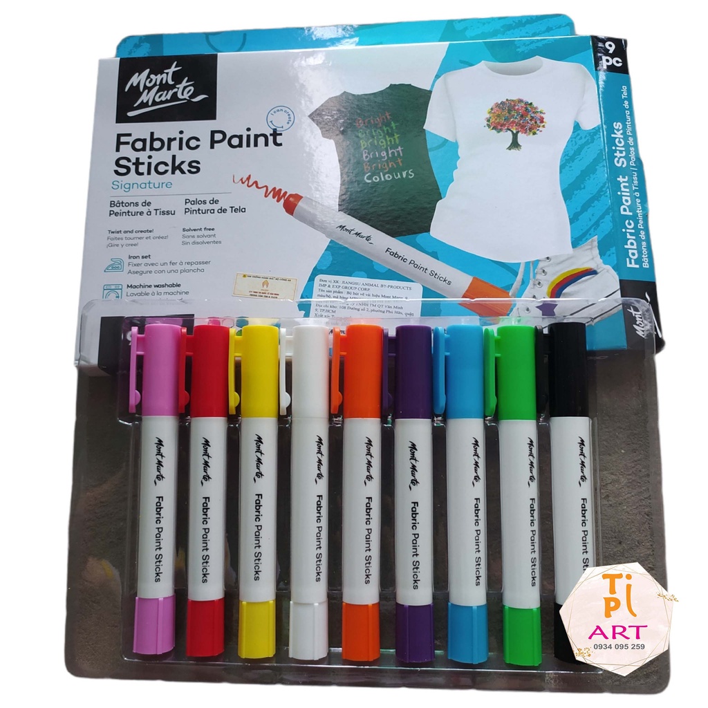 Bộ 9 Bút vẽ vải Mont Marte - Mpn0116 - FABRIC PAINT STICKS MONT MARTE