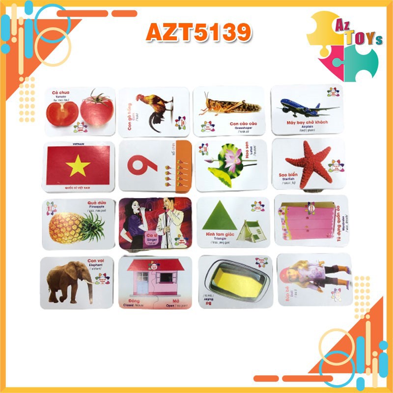 [XẢ KHO + NowShip] Bộ Thẻ Học Thông Minh Montessori Song Ngữ Glenn Doman Flashcard - AZT5139