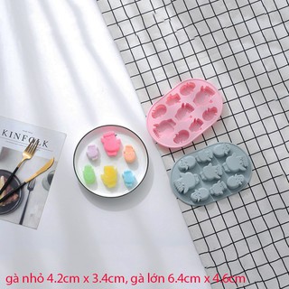 HCM - Khuôn silicon Gà mẹ con cá tính làm pudding râu câu, làm socola
