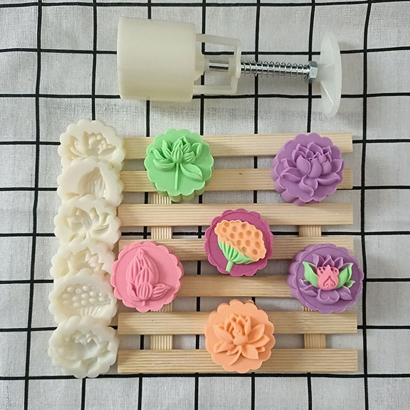 Khuôn trung thu 50g 6 mặt hoa