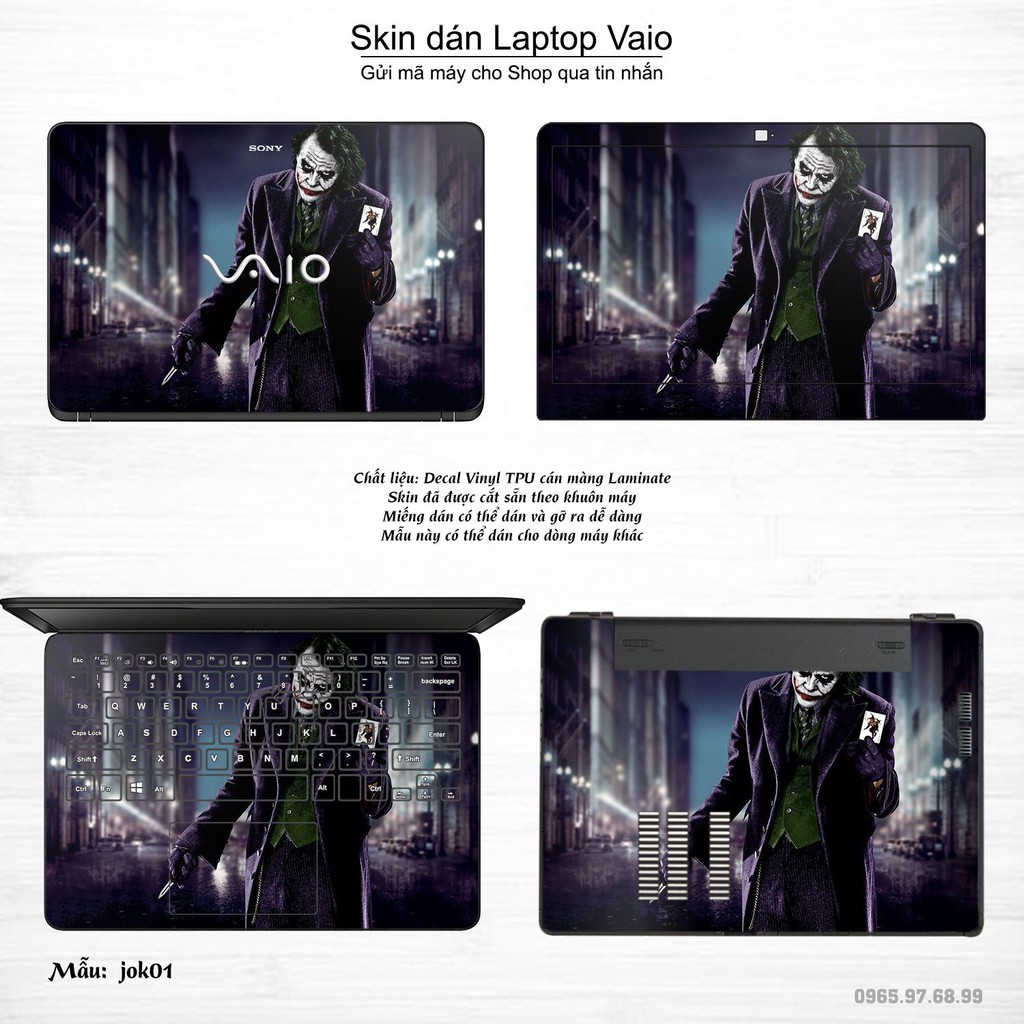 Skin dán Laptop Sony Vaio in hình Joker (inbox mã máy cho Shop)