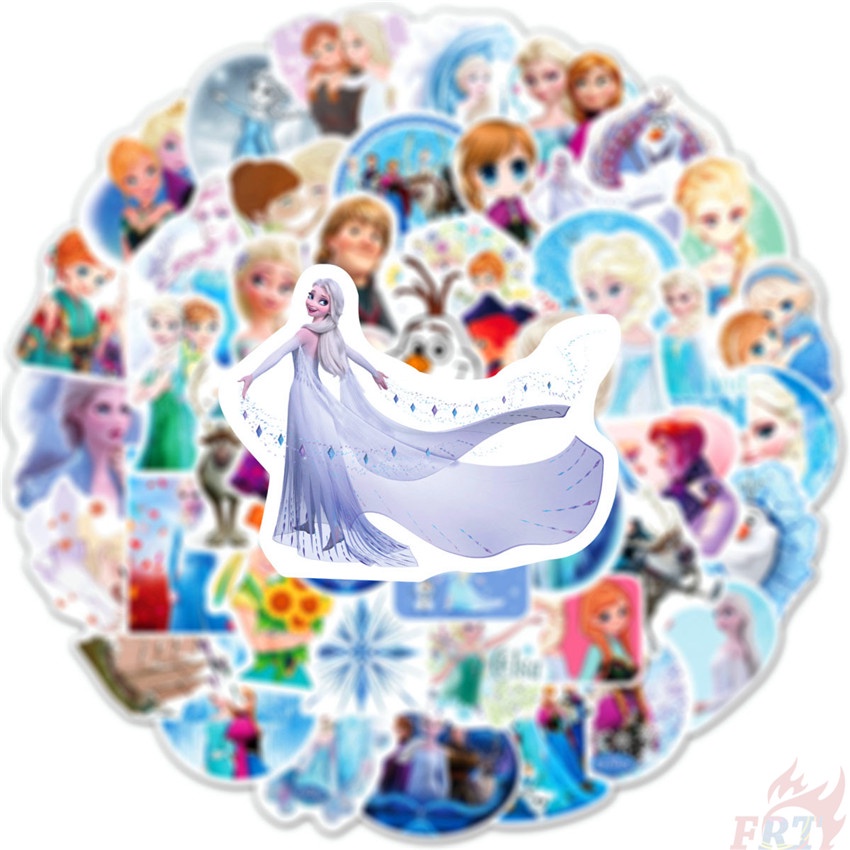 DISNEY Bộ 100 Cái/Bộ ❉ Hình Dán Công Chúa Băng Giá Disney:Anna &amp; Elsa ❉ Miếng Dán Trang Trí Đa Năng DIY Thời Trang