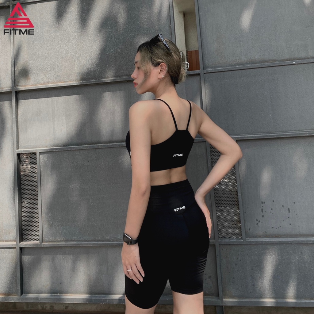 Bộ quần áo tập gym nữ Fitme áo bra 2 dây Theta, quần legging lửng chất liệu thun co giãn 4 chiều