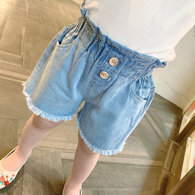 Quần short jean lưng cao thời trang cho bé gái