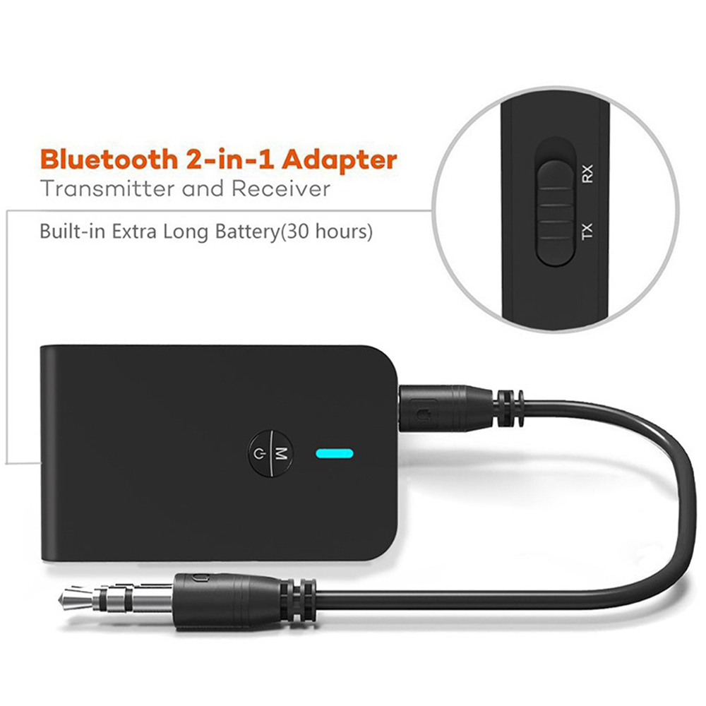 Qiqi Thiết Bị Thu Phát Âm Thanh Bluetooth 5.0 2 Trong 1 Cổng Sạc 3.5mm Aux Hi-fi Cho Loa Nghe Nhạc Trên Xe Hơi / Tv / Máy Tính