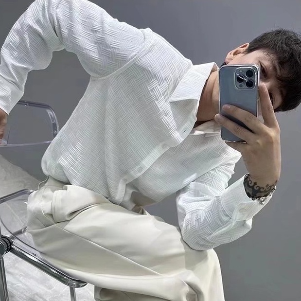 Áo Sơ Mi Tay Dài Màu Trơn Dễ Phối Đồ Thời Trang Xuân Thu Cho Nam Size M-3XL