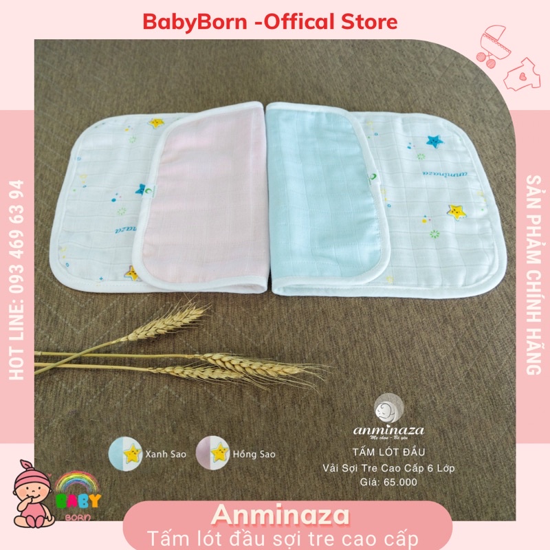 Anminaza - Lót đầu/ gối mỏng sợi tre 6 lớp cao cấp 2 mặt mềm mại, thấm hút