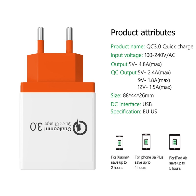 Đầu Sạc 3 Cổng Usb 5V 3A USB Charger 3 Port  Phone Charging Adapter