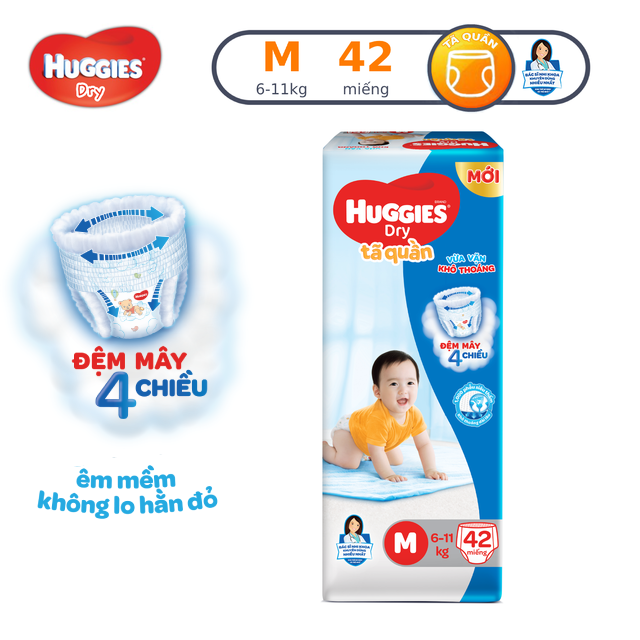 Tã quần Huggies Dry Pants Jumbo M42/L38/XL34/XXL30