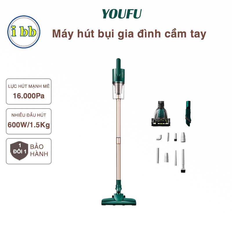 Máy hút bụi cầm tay Youfu UF-X1 máy hút bụi gia đình công suất lớn lực hút cực khỏe 16kPa, hút sàn, đệm, mọi ngóc ngách