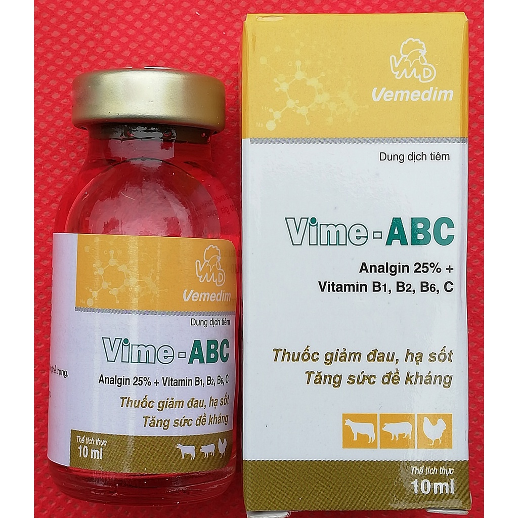 1 lọ VIME - ABC 10ml Chuyên dùng cho gia súc, gia cầm, chó mèo, thỏ, dê, cừu, ngựa, trâu, bò