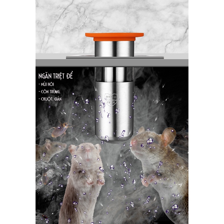 Phụ kiện ngăn mùi hôi nhà tắm, Inox Sus 304 lắp thoát sàn chống côn trùng Minh House