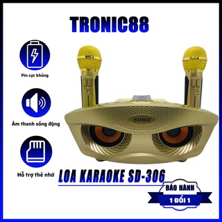 Loa karaoke bluetooth sd306 hát karaoke cực hay tặng kèm 2 mic