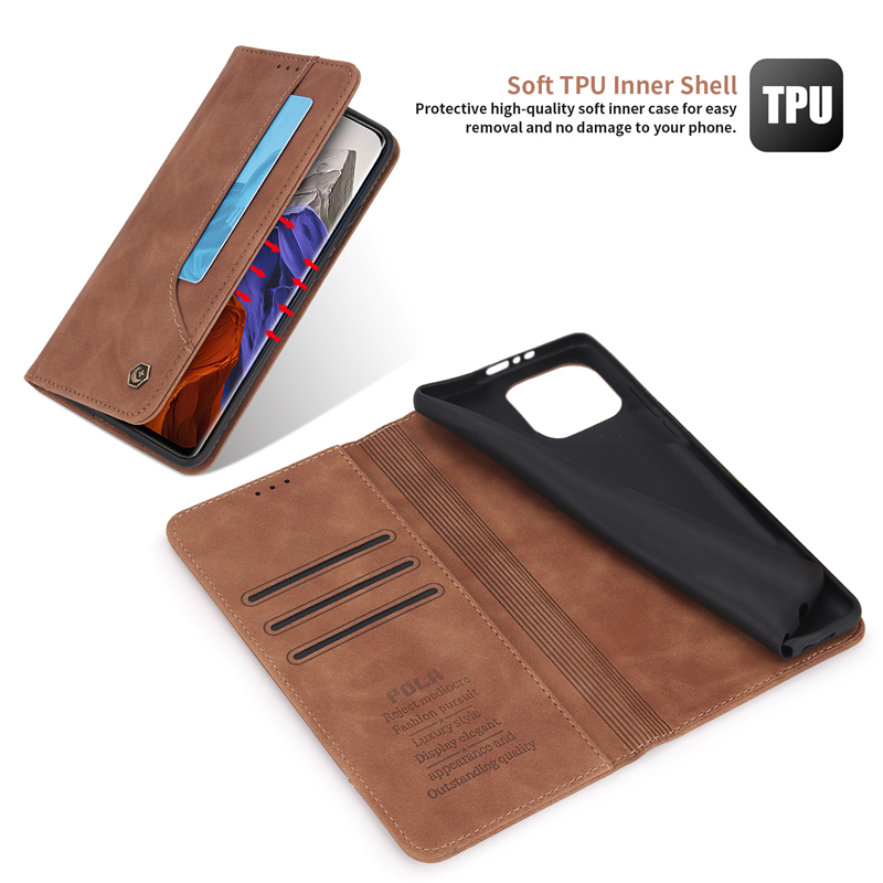 Leather Case Redmi Note 10 9T 10s K40 POLA Fashion Auto Closing Card Slot Magnetic Wallet Flip Xiaomi 11 10T Lite POCO M3 X3 Pro NFC Cover Casing