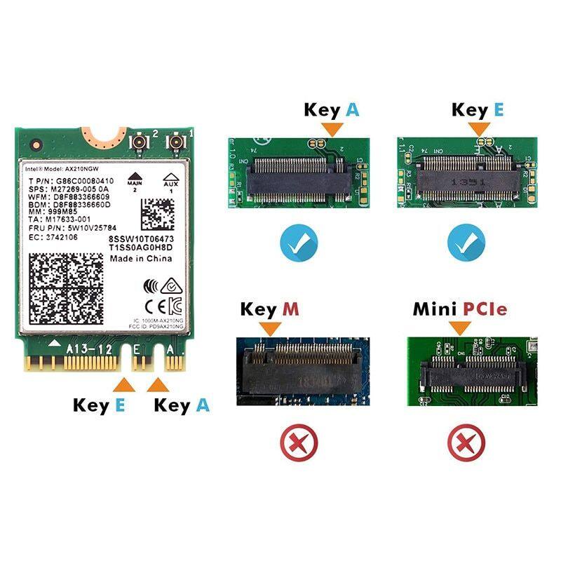 Thẻ Wifi 6 AX200 10DB 802.11ax 2.4G / 5Ghz / 6Ghz AX210NGW 3000Mbps 6E Intel AX210 Bluetooth 5.2 Để Bàn