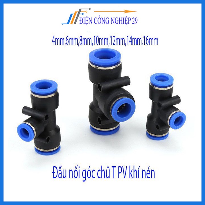 Đầu nối chữ T cho hệ thống phun sương,khí nén đầy đủ kích thước 4mm,6mm,8mm ,10mm,12mm,14mm,16mm