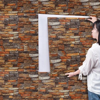 Miếng dán tường họa tiết giả gạch 3D chống thấm nước trang trí nội thất độc đáo
