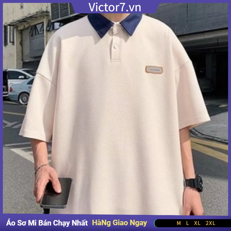 Áo Polo Ngắn Tay Thời Trang Dành Cho Nam Simple Áo Thun Unisex Có Cổ đồng Màu Quần Áo Nam Cỡ Lớn Phong Cách Hàn Quốc