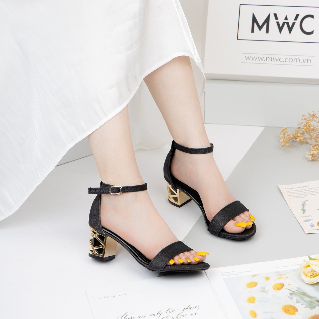 Giày Sandal Cao Gót MWC Đế Vuông 5CM Lấp Lánh NUCG-4128