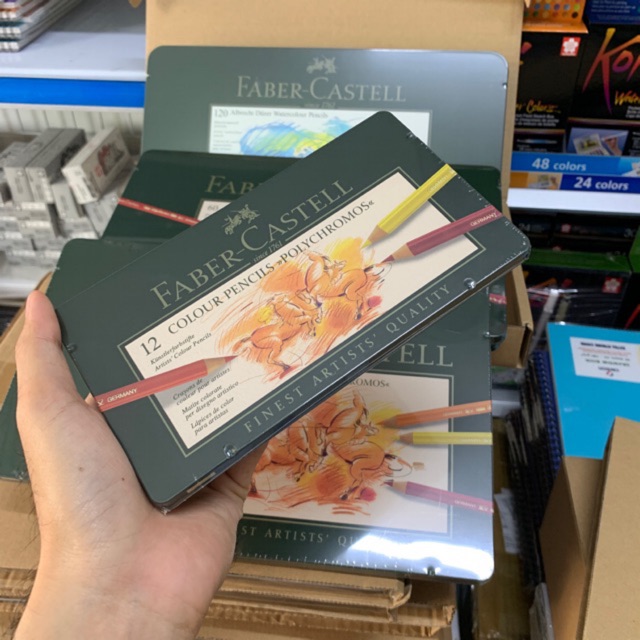 [DA ĐEN] Chì Màu PolyChromos Faber Castell 12 Màu