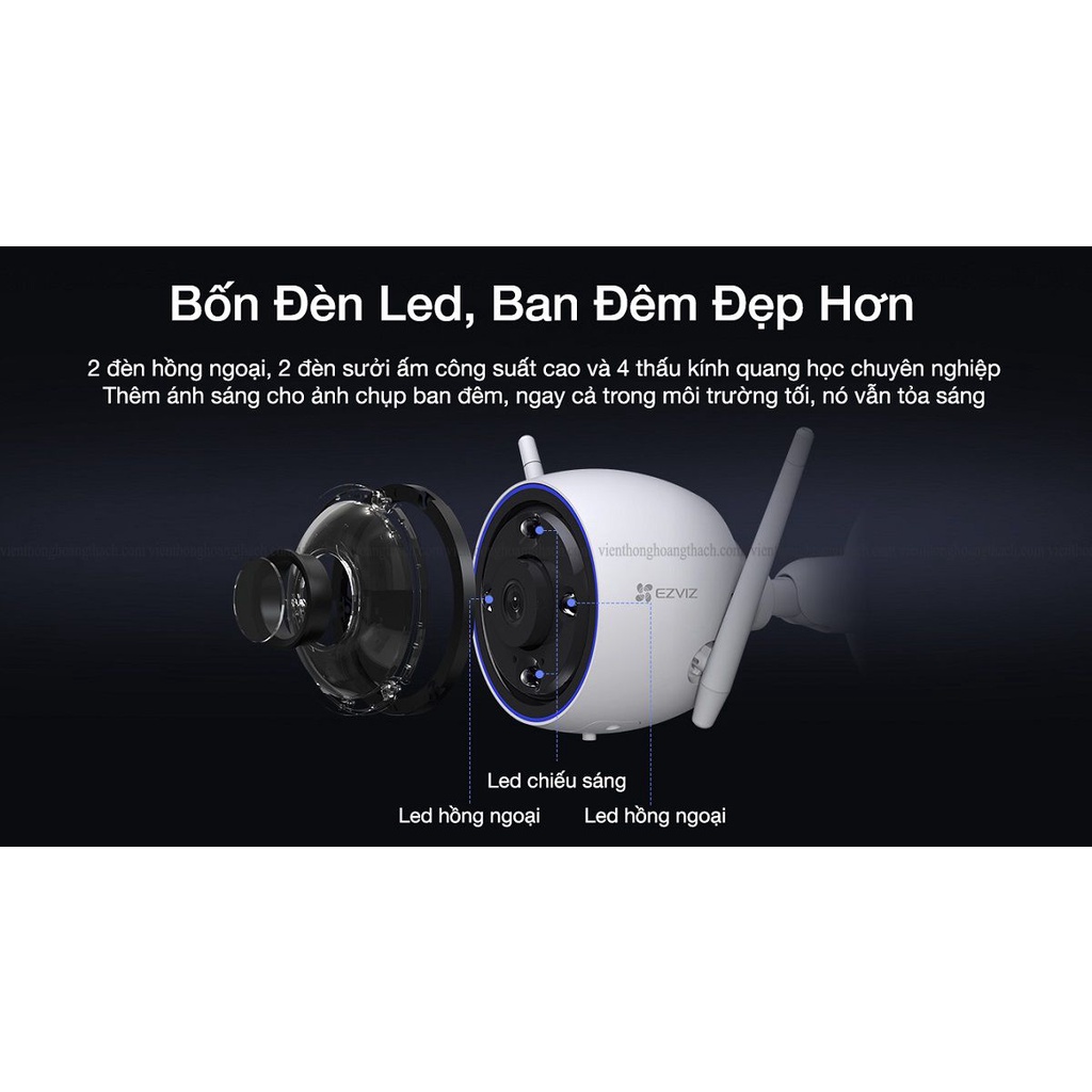 Camera IP WIFI EZVIZ H3 2K 3MP, Full HD 3.0MP, Đàm Thoại 2 Chiều, H3 3MP Chuẩn H.265, Thông Minh - VTS Store