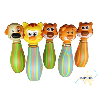 ĐỒ CHƠI BOWLING MÀU SẮC CHO BÉ (10 chai và 2 bóng nhựa)