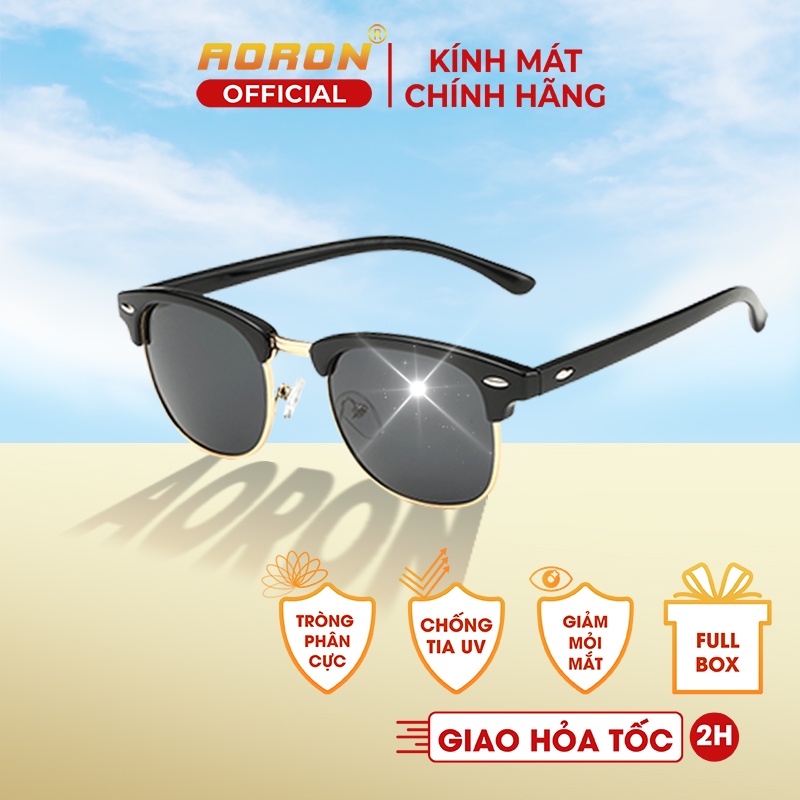 Kính Mát Thời Trang Nam Nữ Aoron Tròng Clubmaster Phân Cực Palaroid Chống Chói Phong Cách Hàn Quốc - AK005