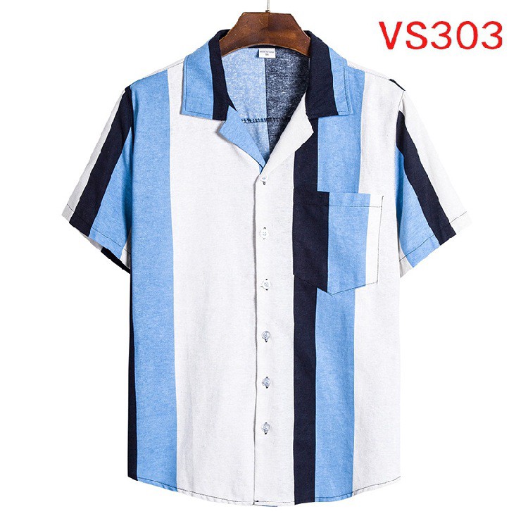 Cotton and linen striped short-sleeved shirt seriesTVT | BigBuy360 - bigbuy360.vn