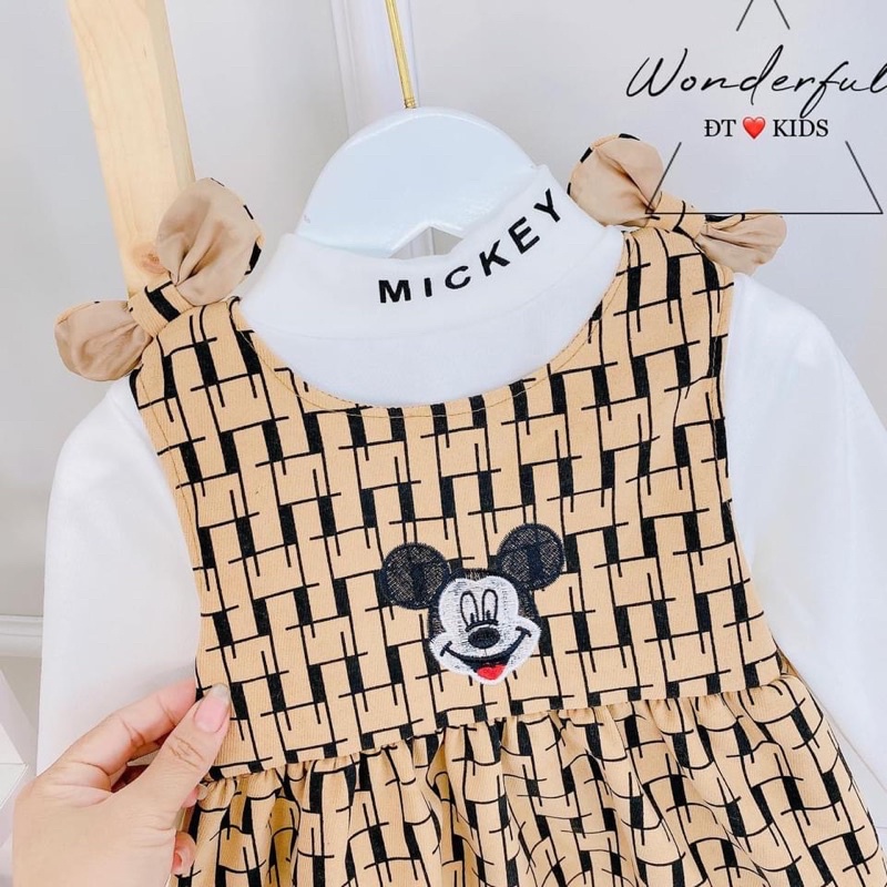 (13-18kg ) Set Váy Mikey Cho Bé Gái , Tặng Kèm Áo