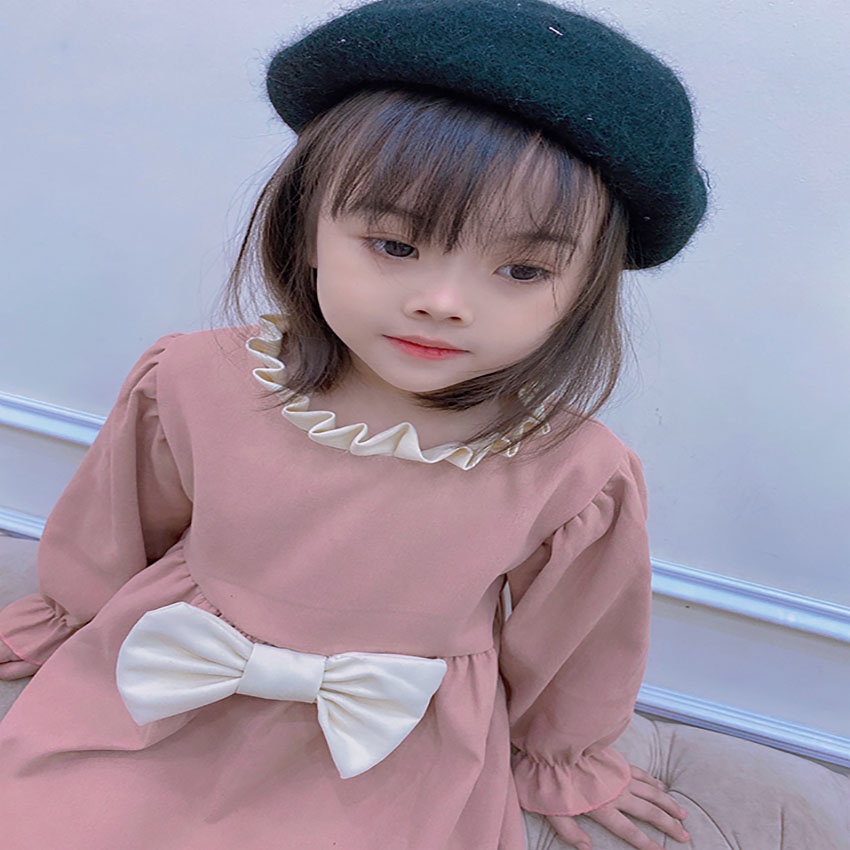 VÁY NHUNG CHO BÉ GÁI SIÊU DÀY DẶN MỀM MẠI PHỐI NƠ CỰC DỄ THƯƠNG CHO BÉ DIỆN TẾT SIZE 11-21KG [V27]
