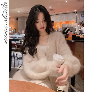 Áo len cardigan đính kim tuyến, áo khoác len nữ