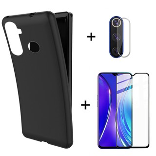 [Combo] Ốp lưng Realme C3 silicon dẻo màu đen + Tấm dán kính cường lực 5D full màn hình - Tặng dán chống xước Camera sau