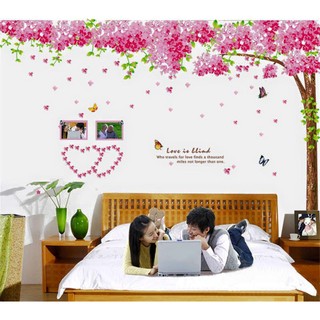 decal dán tường cây đào hồng