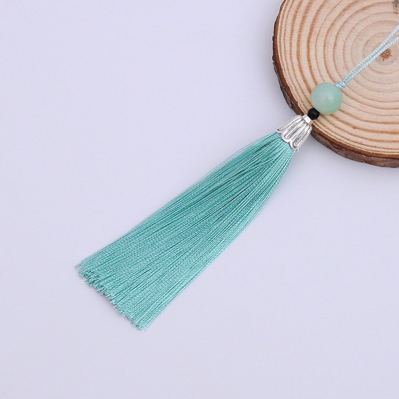 Dây treo tua rua trang trí đàn kalimba đủ màu có đính viên ngọc xanh cực xinh FREESHIP, dây tua rua dây ngọc bội