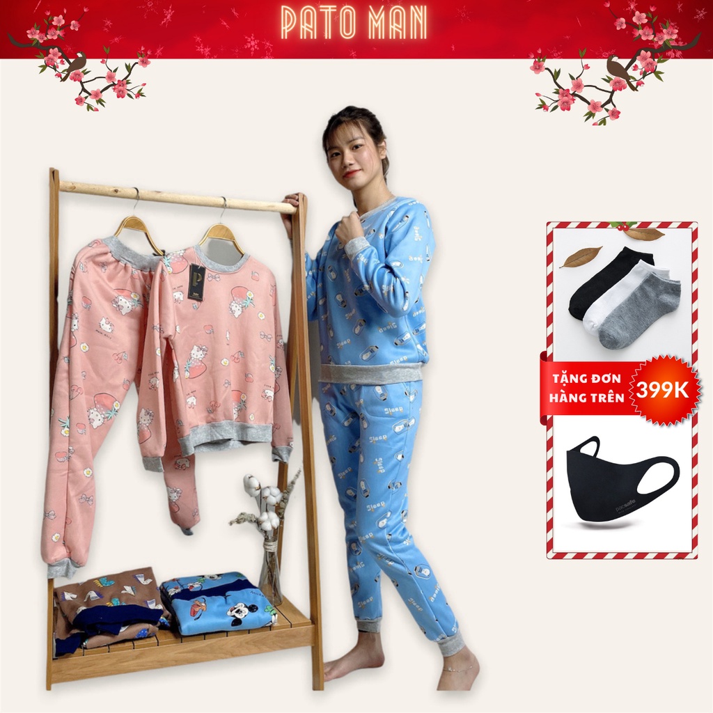 Bộ đồ ngủ nỉ cực ấm, chất liệu nỉ cực đẹp siêu đáng yêu dành cho các bạn teen (ảnh shop chụp)