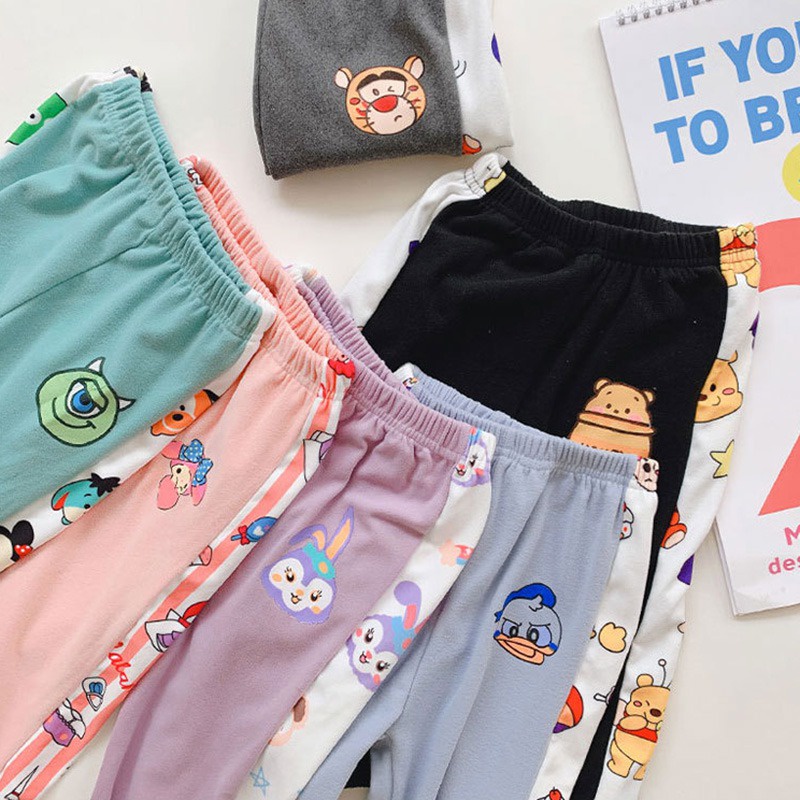 Quần dài giữ ấm họa tiết hoạt hình phong cách Hàn quốc cho bé gái