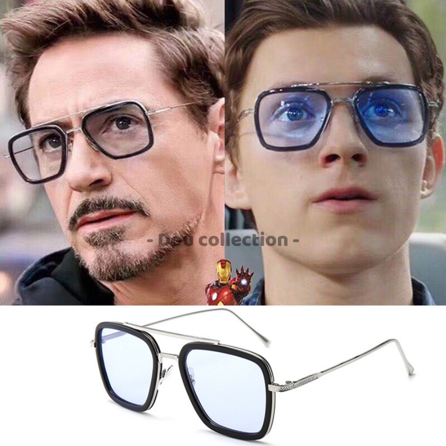 [Nowship2h] Kính Mát (Kính Râm) Cao Cấp Hình Vuông Retro Gọng Kim Loại Phong Cách Iron Man - Carl Fitow - Mã MK028