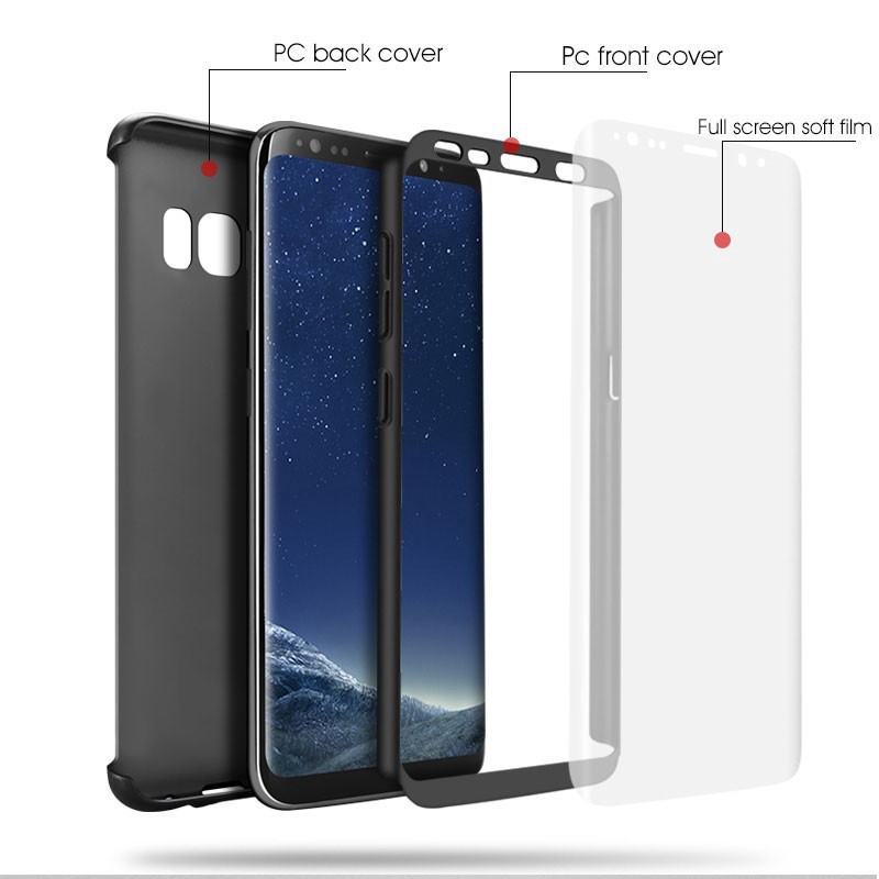 Ốp điện thoại bảo vệ 360 độ cho Samsung Galaxy S10 S6 S7 Edge S8 S9 Plus° Ốp lưng PC cứng bảo vệ toàn diện cho điện thoại