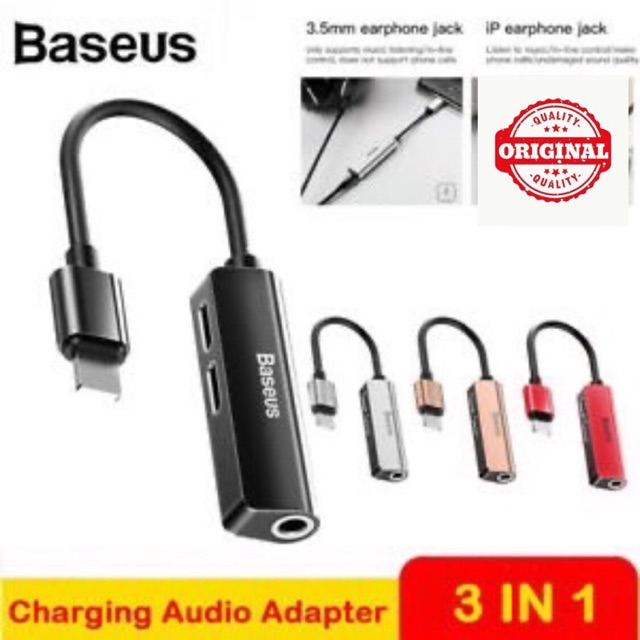 Cáp Chuyển Baseus L52 Ligthning ra 2 Lingthning + 3.5mm