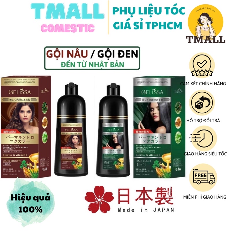 Dầu gội phủ bạc GELISSA 500ml nhật bản - Dầu gội nhuộm tóc đen, nhuộm tóc nâu. thảo dược tự nhiên an toàn PLTPINKY