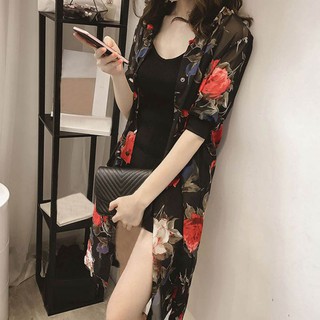 Áo choàng kimono in hoa