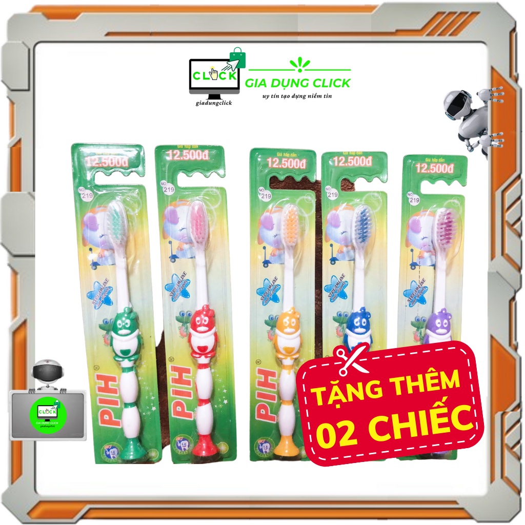 Gói 10 chiếc Bàn Chải Đánh Răng Trẻ Em Kiểu Dáng Chú Chim Bắc Cực - Tặng Thêm 02 Chiếc