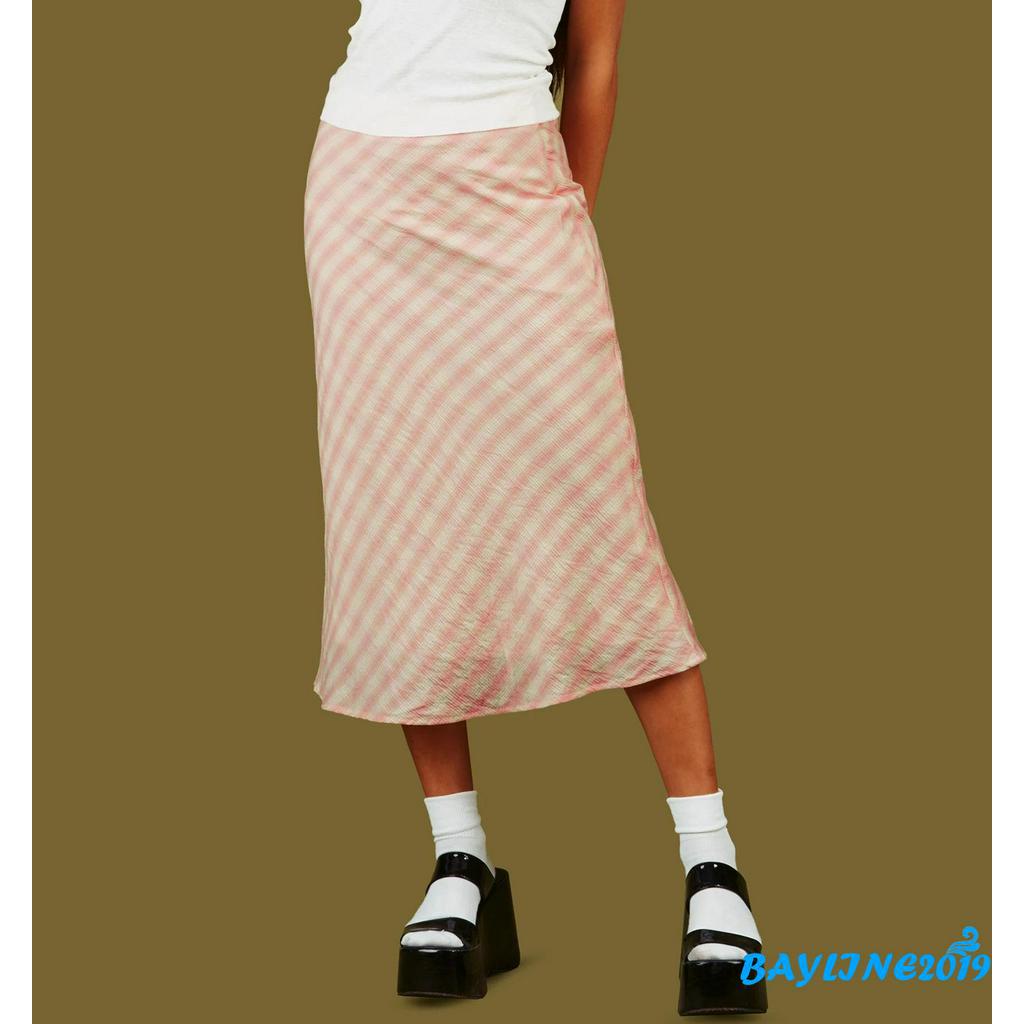 Chân váy kẻ sọc khóa kéo thời trang cho nữ