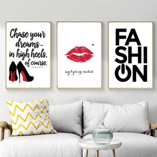 Bộ 3 tranh canvas treo tường FASHION với thiết kế tối giản, hiện đại - Đã có khung & phụ kiện đầy đủ