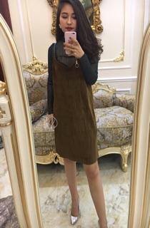 Set váy yếm nhung