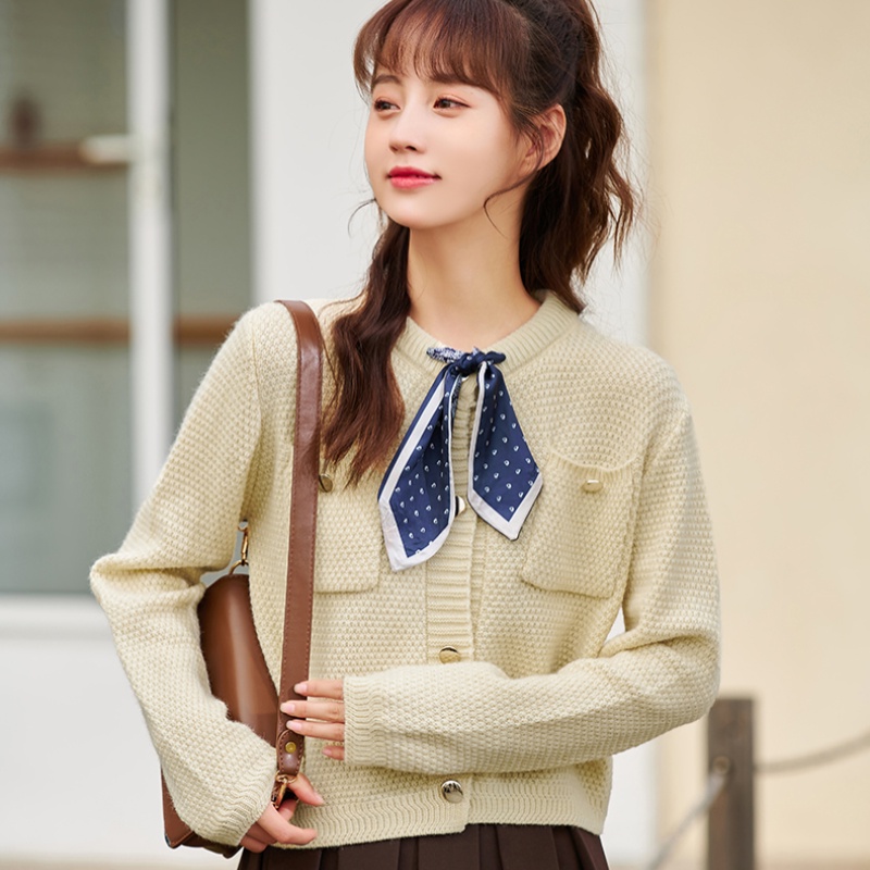 Áo Khoác Cardigan Dệt Kim Dáng Rộng Cột Nơ Xinh Xắn Thời Trang Cho Nữ
