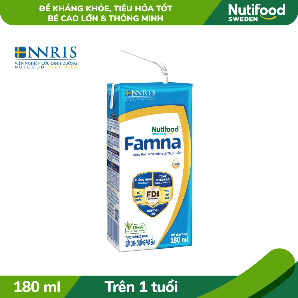 [HSD T6-2022] Lốc 4 Hộp Sữa Bột Pha Sẵn Nutifood Famna 180ml