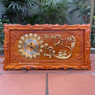 Tranh đồng hồ gỗ hương chữ tài lộc