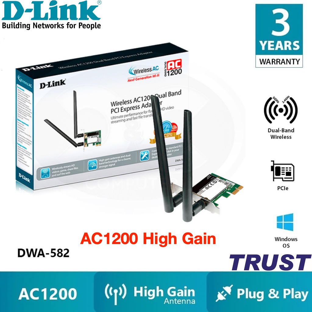 D-LINK DWA-582 - Bộ thu sóng Wi-fi băng tầng kép AC1200 1200Mbps