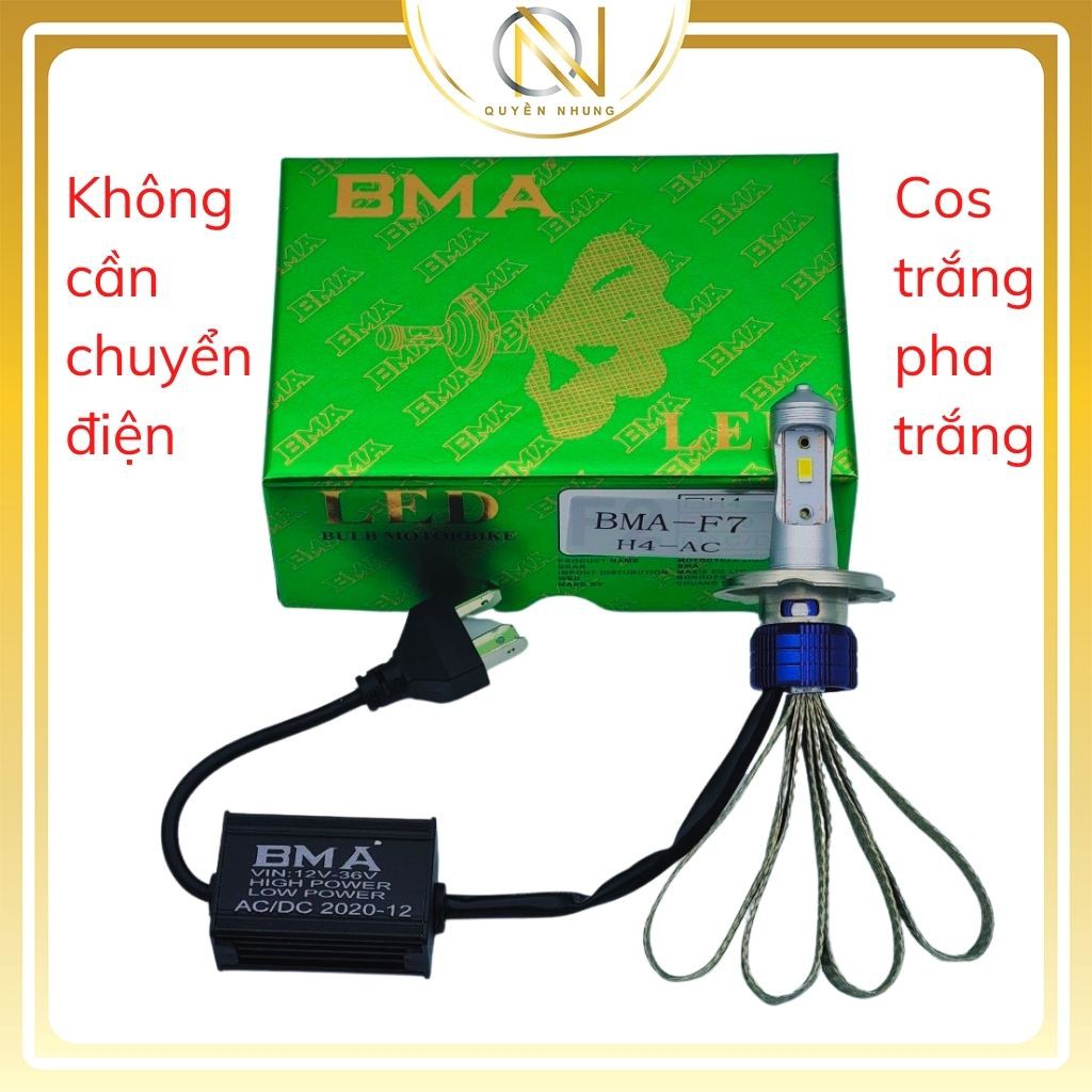 Đèn Pha Led 2 Tim BMA F7 Cos Trắng Pha Trắng_Siêu Sáng_ QN LEDLIGHT